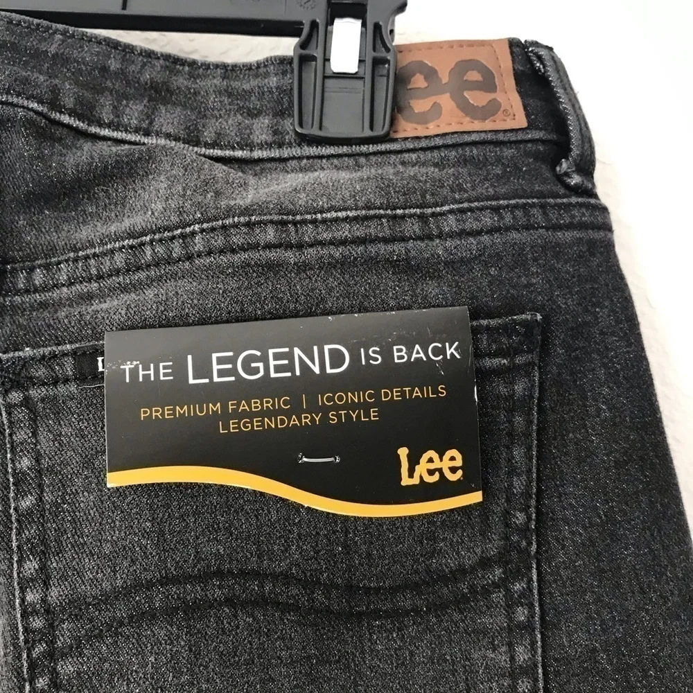 New! Lee Legendary Straight Leg Washed Black Jeans 12 Short